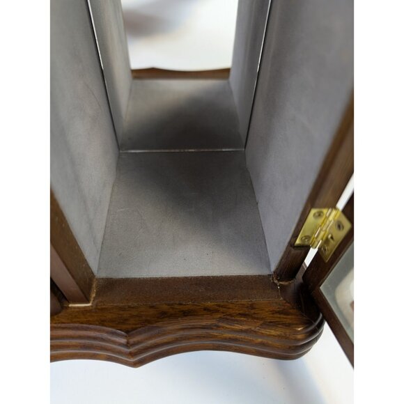 Vintage Large Wood Jewelry Armoire 2 Glass Doors, Mirrors, 4 Drawers Velvet 15" - Picture 13 of 13